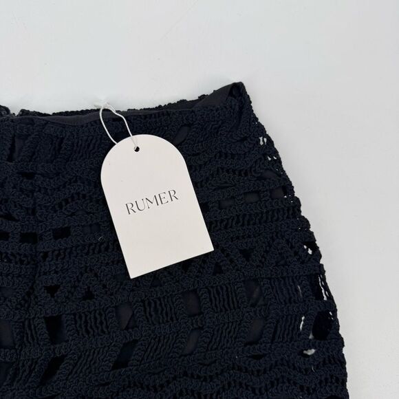 Revolve Rumer Ines Crochet Lace High Waist Shorts Black Small‎ NWT - Picture 2 of 11